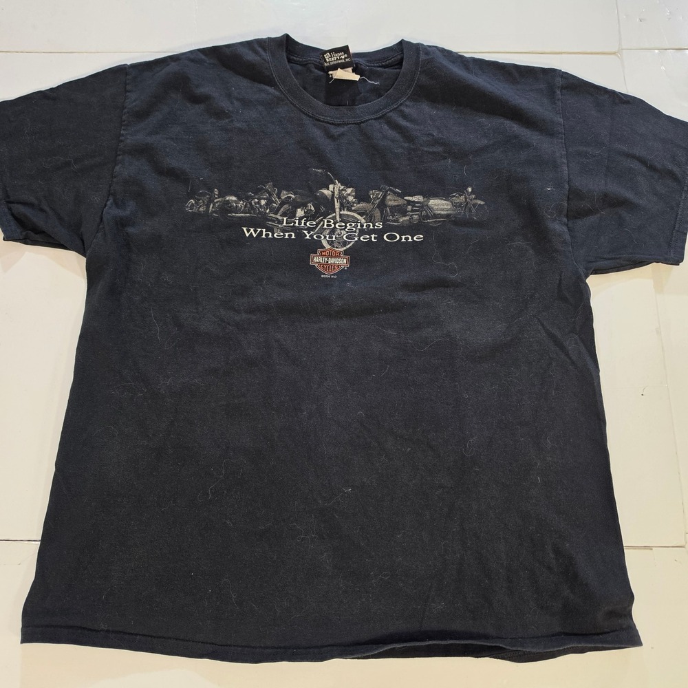 Harley-Davidson River City New Haven Indiana T-Shirt Mens XL Black Hanes Beefy-T